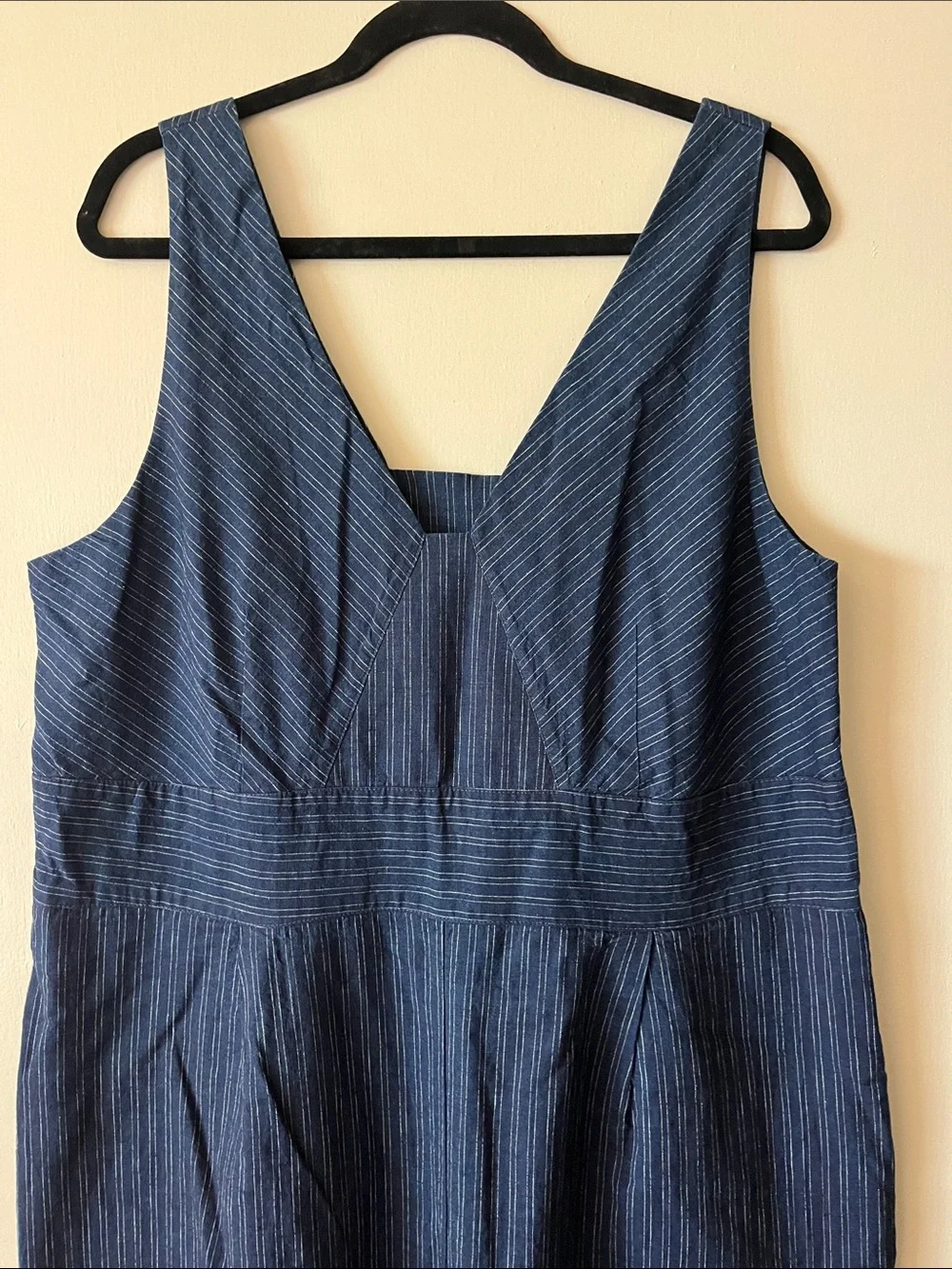 Banana Republic Navy Blue Linen-Blend Jumpsuit